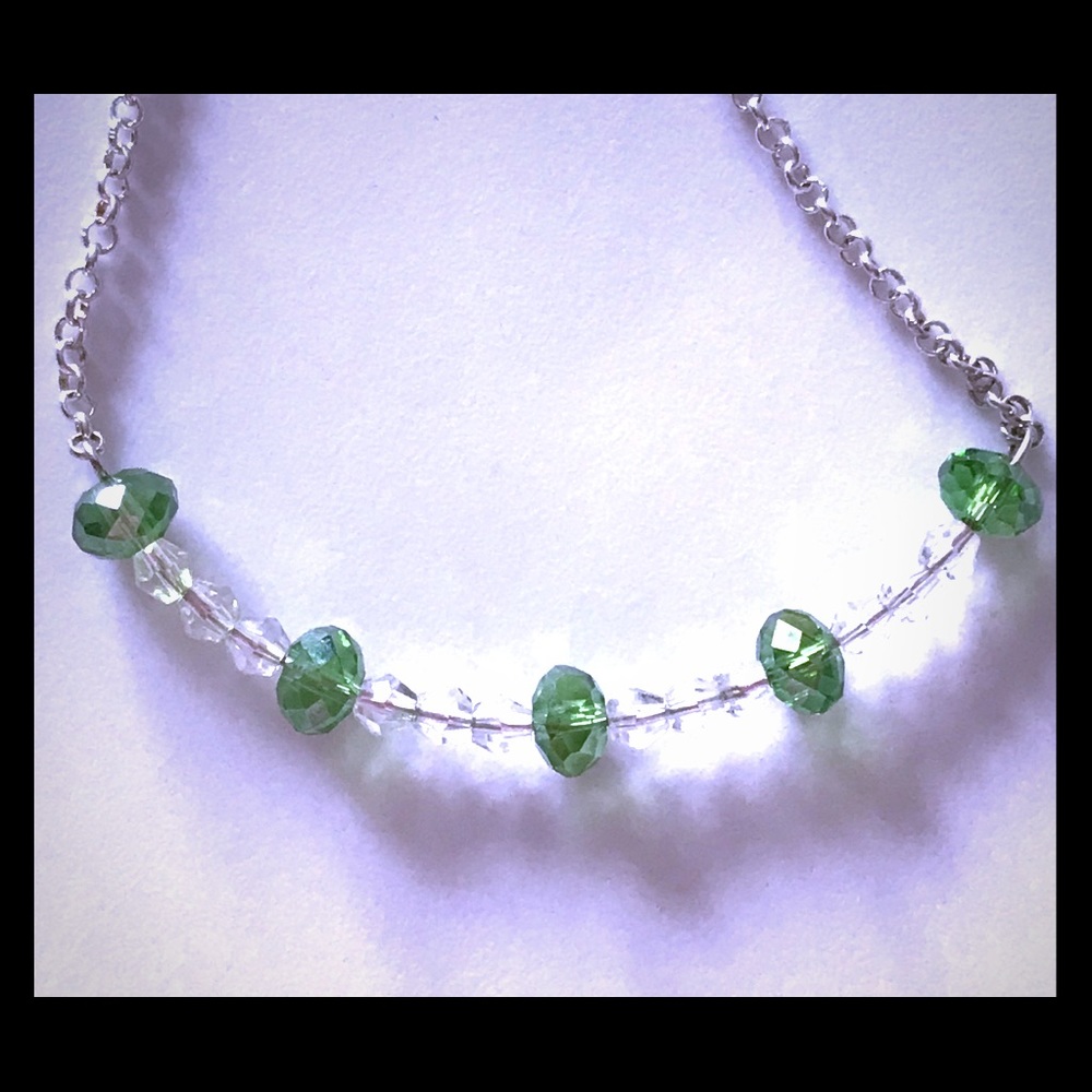 Vintage 925 Silver Elegant Green Peridot Necklace